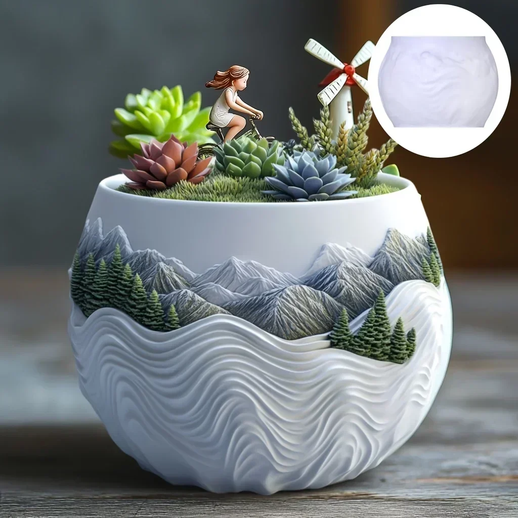 マウンテンレリーフ多肉植物植木鉢樹脂シリコーン型渓流流水収納 - Potsticker Mold のレビューと価格